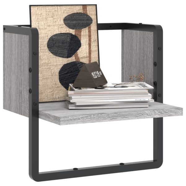 Prateleira de parede com barra 30x25x30 cm cinzento sonoma - Image 3