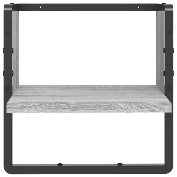 Prateleira de parede com barra 30x25x30 cm cinzento sonoma - Image 4