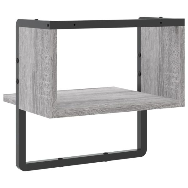 Prateleira de parede com barra 30x25x30 cm cinzento sonoma - Image 6