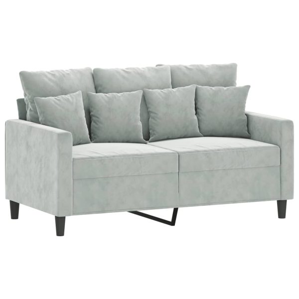 4 pcs conjunto de sofás com almofadões veludo cinzento-claro - Image 4