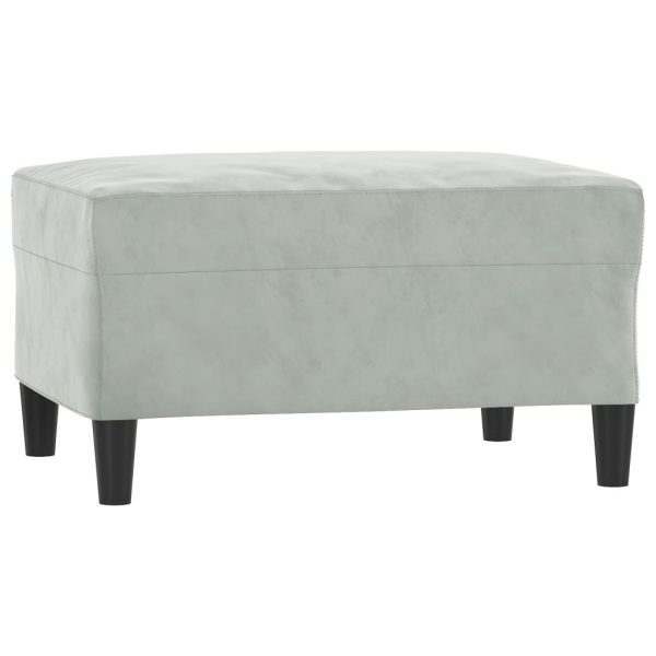 4 pcs conjunto de sofás com almofadões veludo cinzento-claro - Image 6