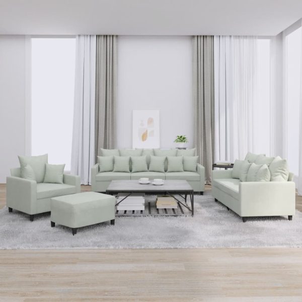 4 pcs conjunto de sofás com almofadões veludo cinzento-claro