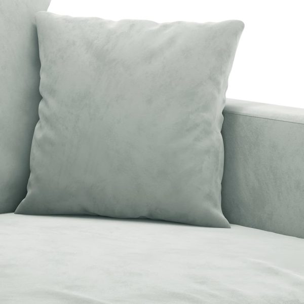 2 pcs conjunto de sofás com almofadões veludo cinzento-claro - Image 5
