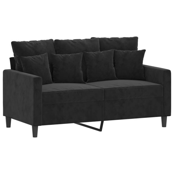 2 pcs conjunto de sofás com almofadões veludo preto - Image 3
