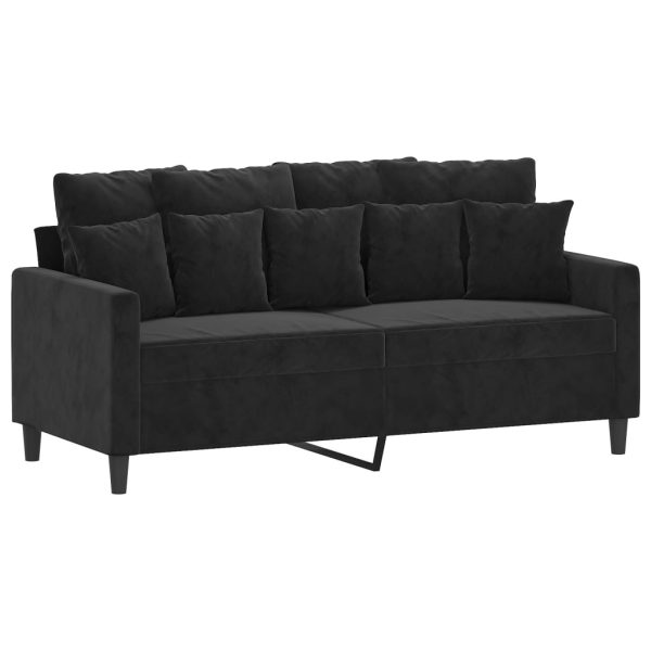 2 pcs conjunto de sofás com almofadões veludo preto - Image 4