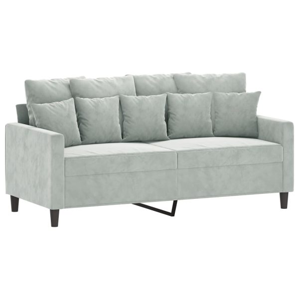 3 pcs conjunto de sofás com almofadões veludo cinzento-claro - Image 4