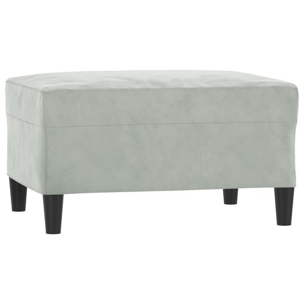 3 pcs conjunto de sofás com almofadões veludo cinzento-claro - Image 5