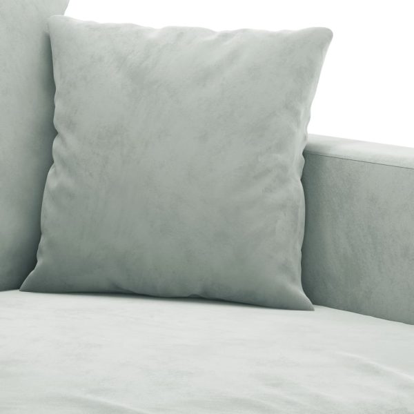 3 pcs conjunto de sofás com almofadões veludo cinzento-claro - Image 6