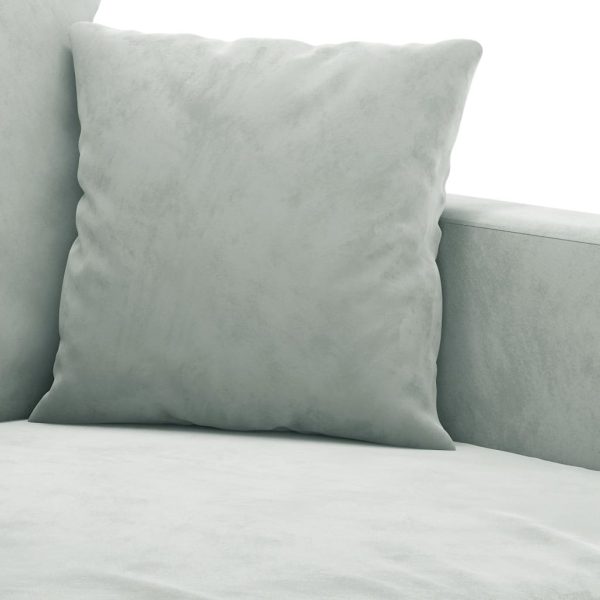 2 pcs conjunto de sofás com almofadões veludo cinzento-claro - Image 5