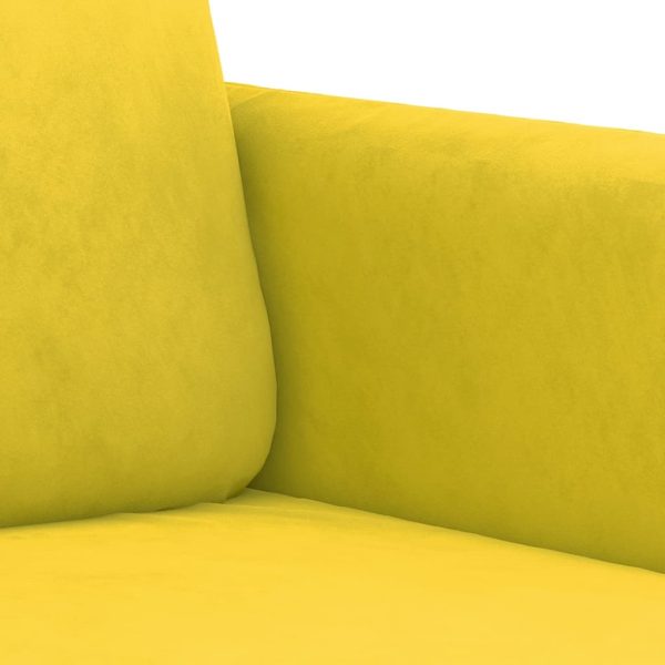 2 pcs conjunto de sofás com almofadas veludo amarelo - Image 6