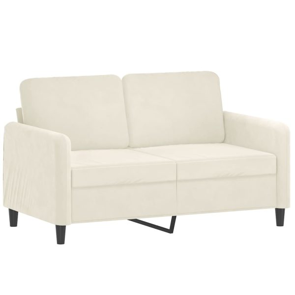 2 pcs conjunto de sofás com almofadas veludo cor creme - Image 3