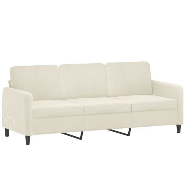 2 pcs conjunto de sofás com almofadas veludo cor creme - Image 4