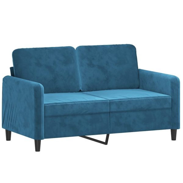 2 pcs conjunto de sofás com almofadas veludo azul - Image 3