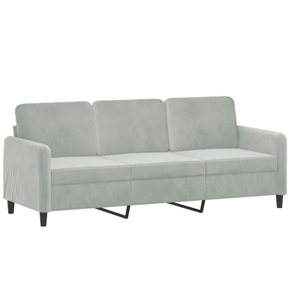 3 pcs conjunto de sofás com almofadas veludo cinzento-claro - Image 4