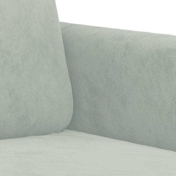 3 pcs conjunto de sofás com almofadas veludo cinzento-claro - Image 7