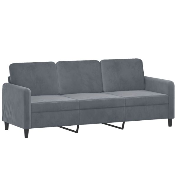 3 pcs conjunto de sofás com almofadas veludo cinzento-escuro - Image 4