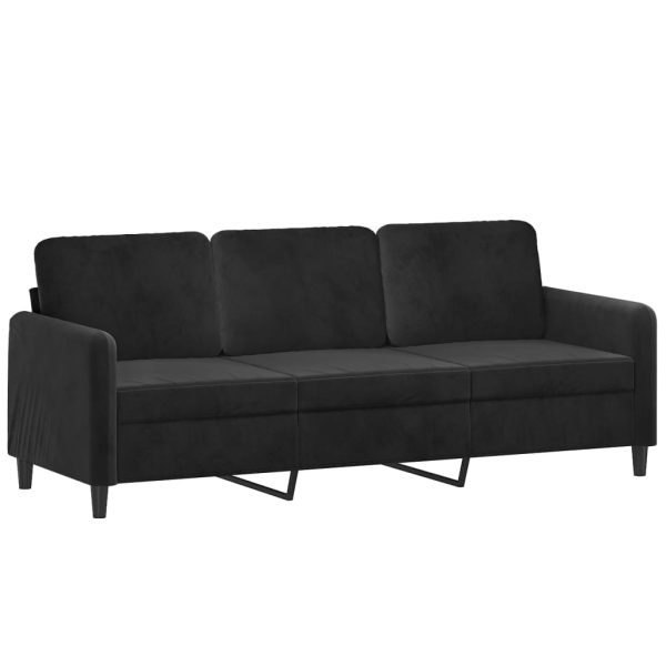 3 pcs conjunto de sofás com almofadas veludo preto - Image 4