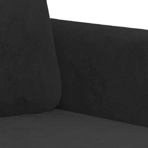3 pcs conjunto de sofás com almofadas veludo preto - Image 7