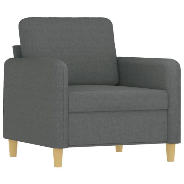 3 pcs conjunto de sofás com almofadões tecido cinzento-escuro - Image 3