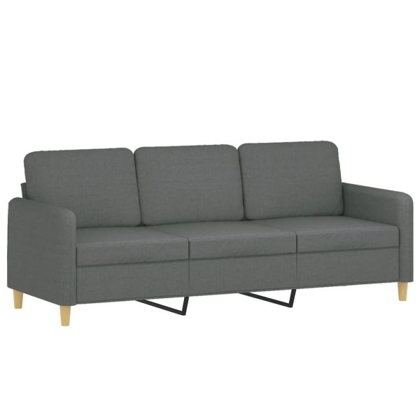 3 pcs conjunto de sofás com almofadões tecido cinzento-escuro - Image 5