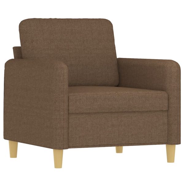 3 pcs conjunto de sofás com almofadões tecido castanho - Image 3