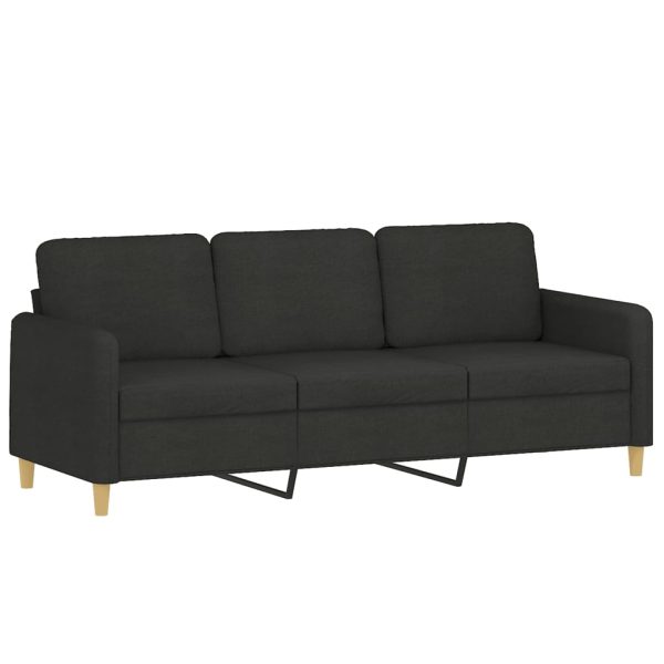 3 pcs conjunto de sofás com almofadões tecido preto - Image 5