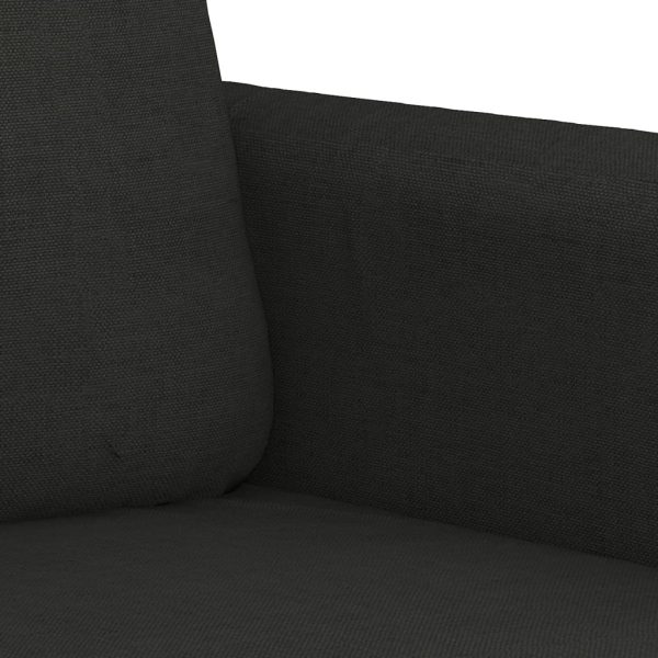3 pcs conjunto de sofás com almofadões tecido preto - Image 6