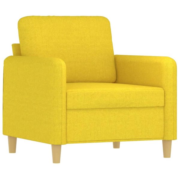 3 pcs conjunto de sofás com almofadões tecido amarelo-claro - Image 3