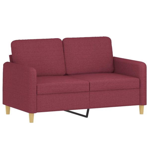 3 pcs conjunto de sofás com almofadões tecido vermelho tinto - Image 4