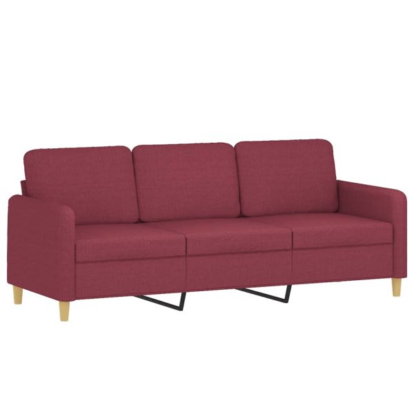 3 pcs conjunto de sofás com almofadões tecido vermelho tinto - Image 5