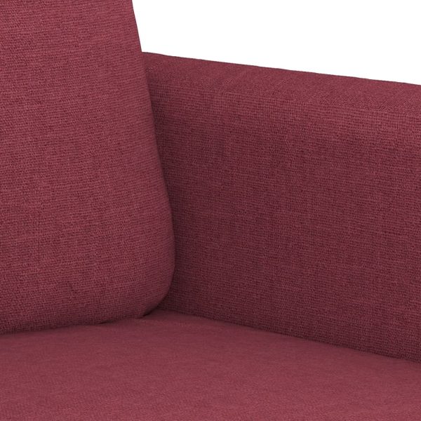 3 pcs conjunto de sofás com almofadões tecido vermelho tinto - Image 6