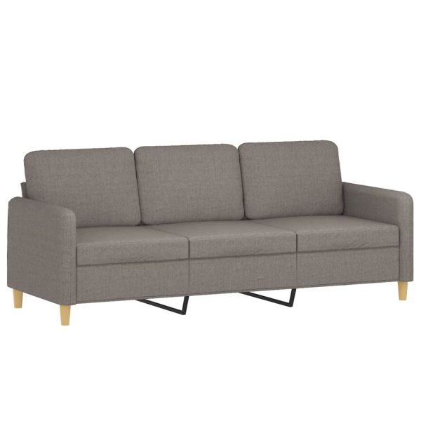 3 pcs conjunto de sofás com almofadões tecido cinza-acastanhado - Image 5