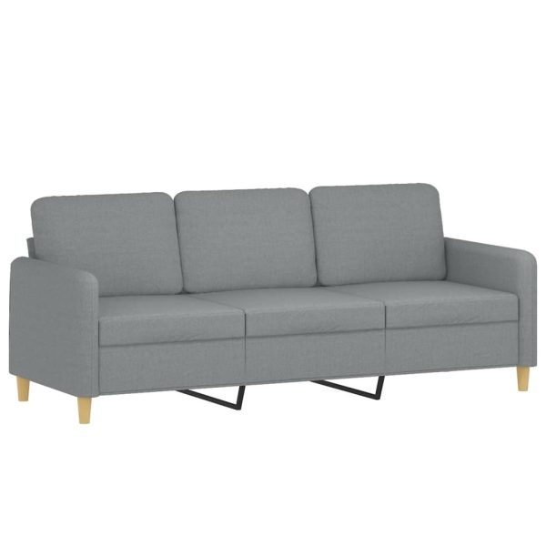 Sofá de 3 lugares 180 cm tecido cinza-claro - Image 2