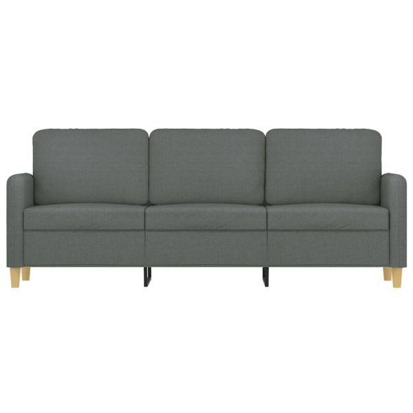 Sofá de 3 lugares 180 cm tecido cinza-escuro - Image 3