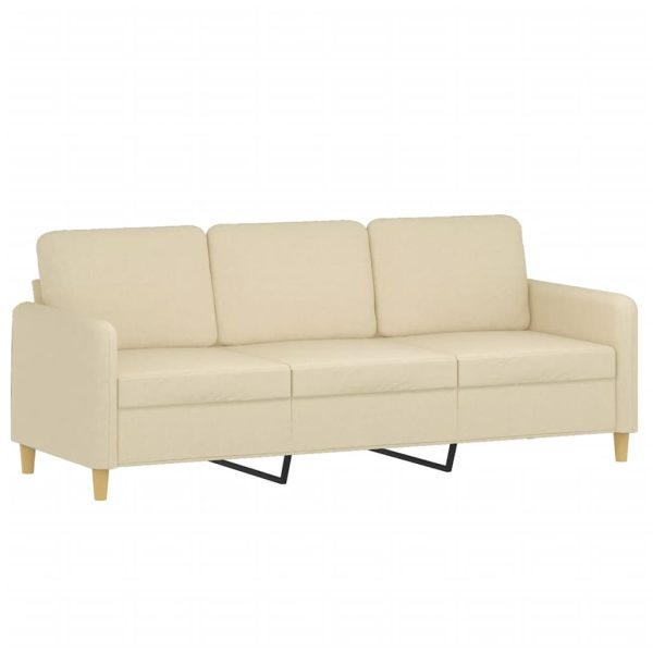 Sofá de 3 lugares tecido 180 cm cor creme - Image 2