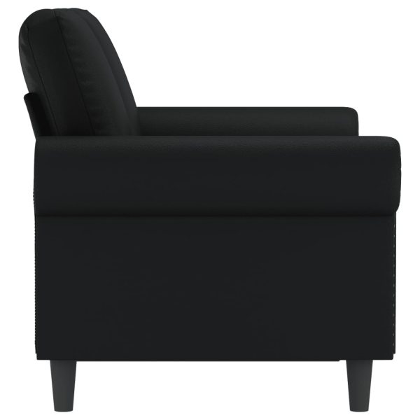 Sofá de 2 lugares 120 cm couro artificial preto - Image 4