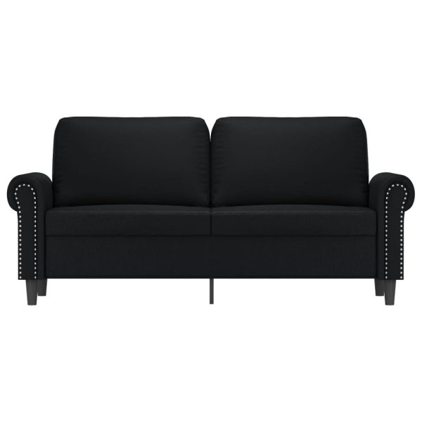 Sofá de 2 lugares 140 cm couro artificial preto - Image 3