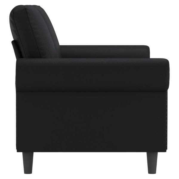 Sofá de 2 lugares 140 cm couro artificial preto - Image 4