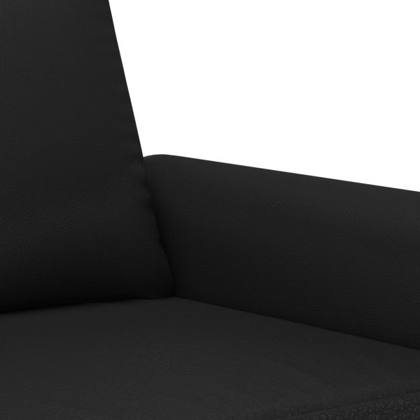 Sofá de 2 lugares 140 cm couro artificial preto - Image 6