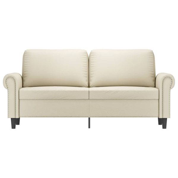 Sofá de 2 lugares 140 cm couro artificial cor creme - Image 3