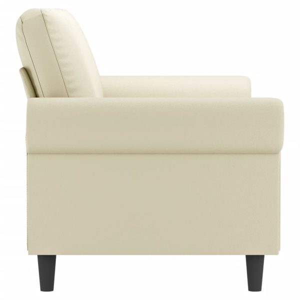 Sofá de 2 lugares 140 cm couro artificial cor creme - Image 4