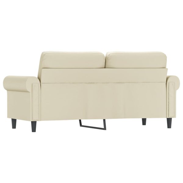 Sofá de 2 lugares 140 cm couro artificial cor creme - Image 5