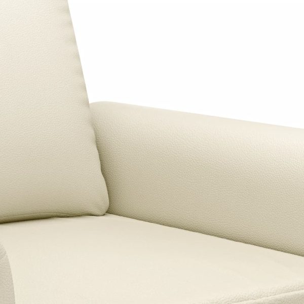 Sofá de 2 lugares 140 cm couro artificial cor creme - Image 6