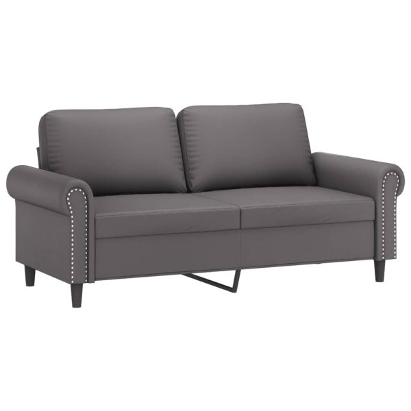 Sofá de 2 lugares 140 cm couro artificial cinza - Image 2