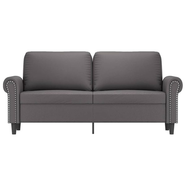 Sofá de 2 lugares 140 cm couro artificial cinza - Image 3