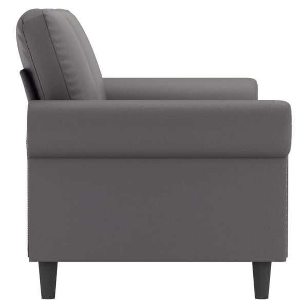 Sofá de 2 lugares 140 cm couro artificial cinza - Image 4