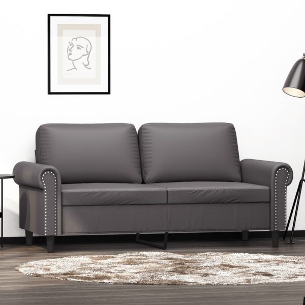 Sofá de 2 lugares 140 cm couro artificial cinza