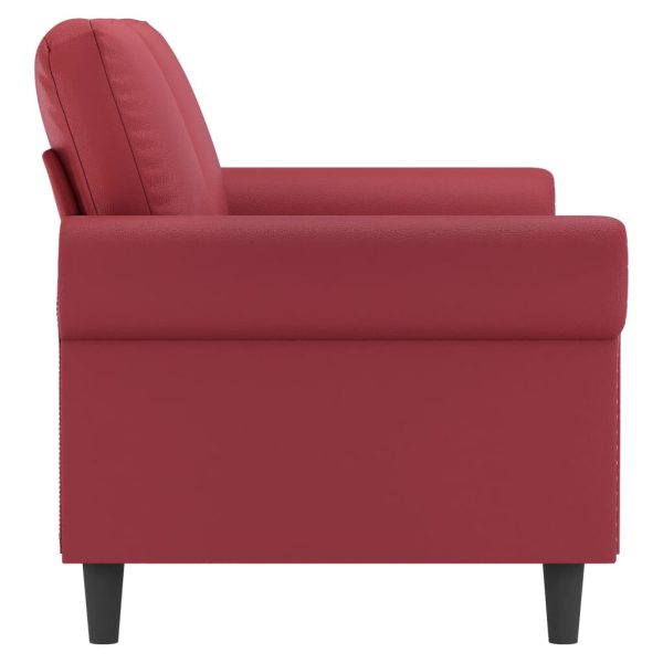 Sofá de 2 lugares 140 cm couro artificial vermelho tinto - Image 4