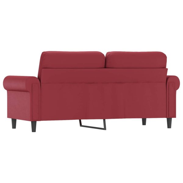 Sofá de 2 lugares 140 cm couro artificial vermelho tinto - Image 5