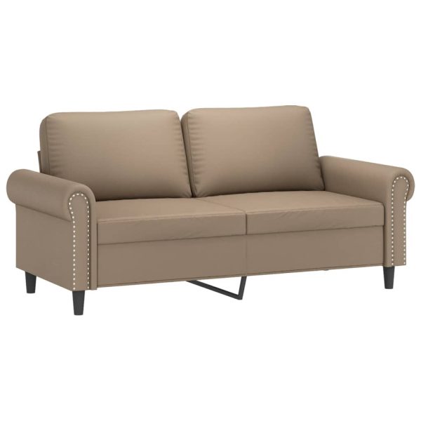 Sofá de 2 lugares 140 cm couro artificial cor cappuccino - Image 2